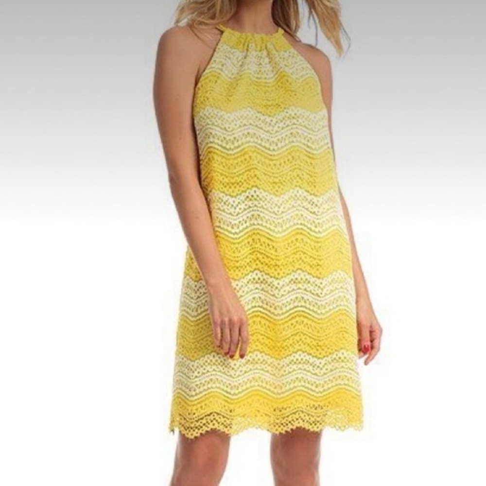 NWT Trina Turk Yellow & White Lace Dress | Size XL